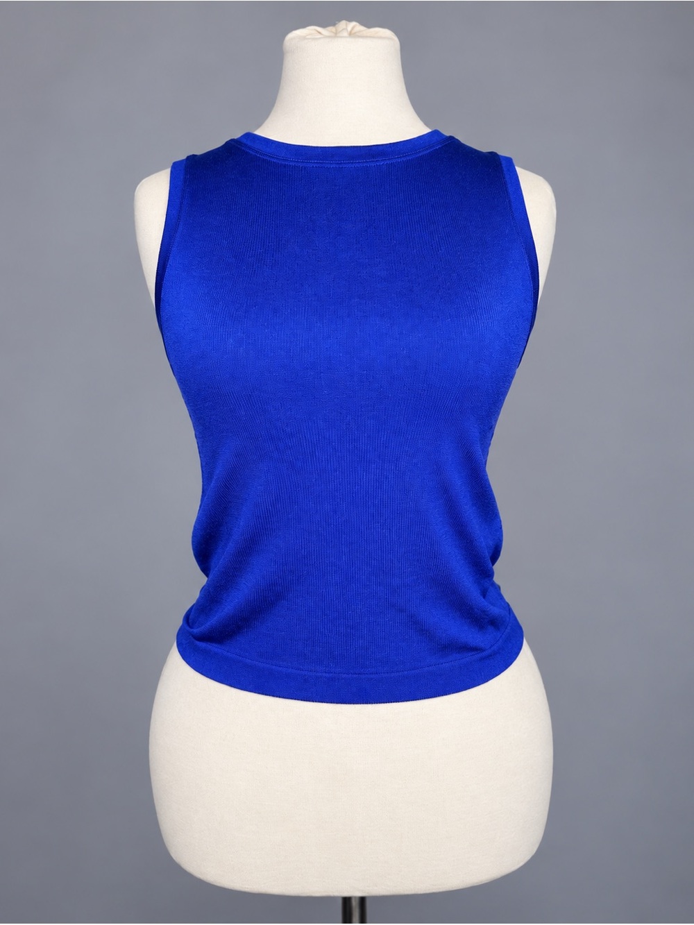 Express Womens Large Royal Blue Ribbed Knit Tank Top Sleeveless Fitted Stretch